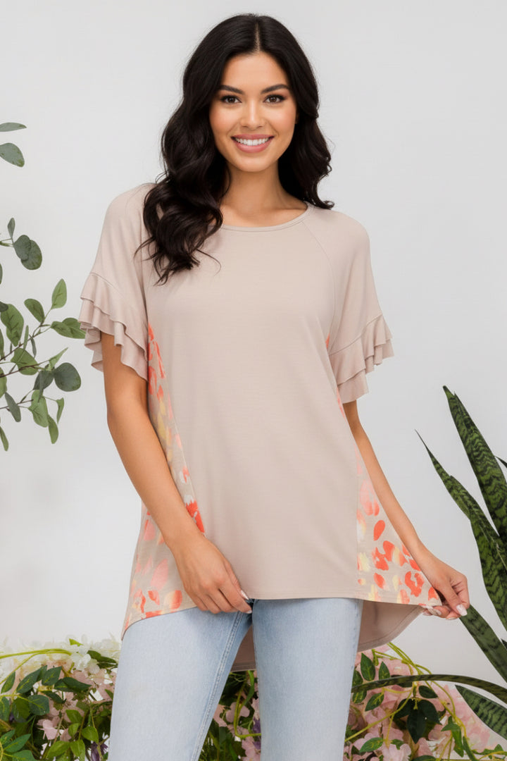 COLORFUL LEOPARD PRINT CONTRAST TOP-CLCT43779