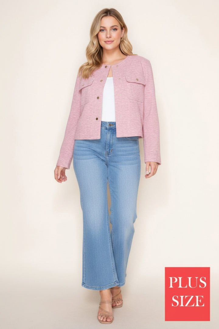 PLUS SIZE BUTTON DOWN JACKET
