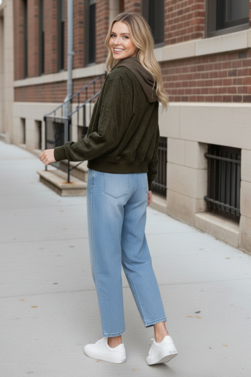 LONG SLEEVE FRONT ZIP-UP SOLID SUEDE JACKT-WBT11137XL