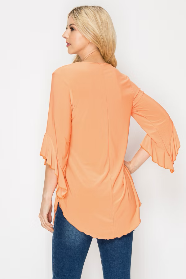 SOLID 3/4 BELL SLEEVES TUNIC TOP