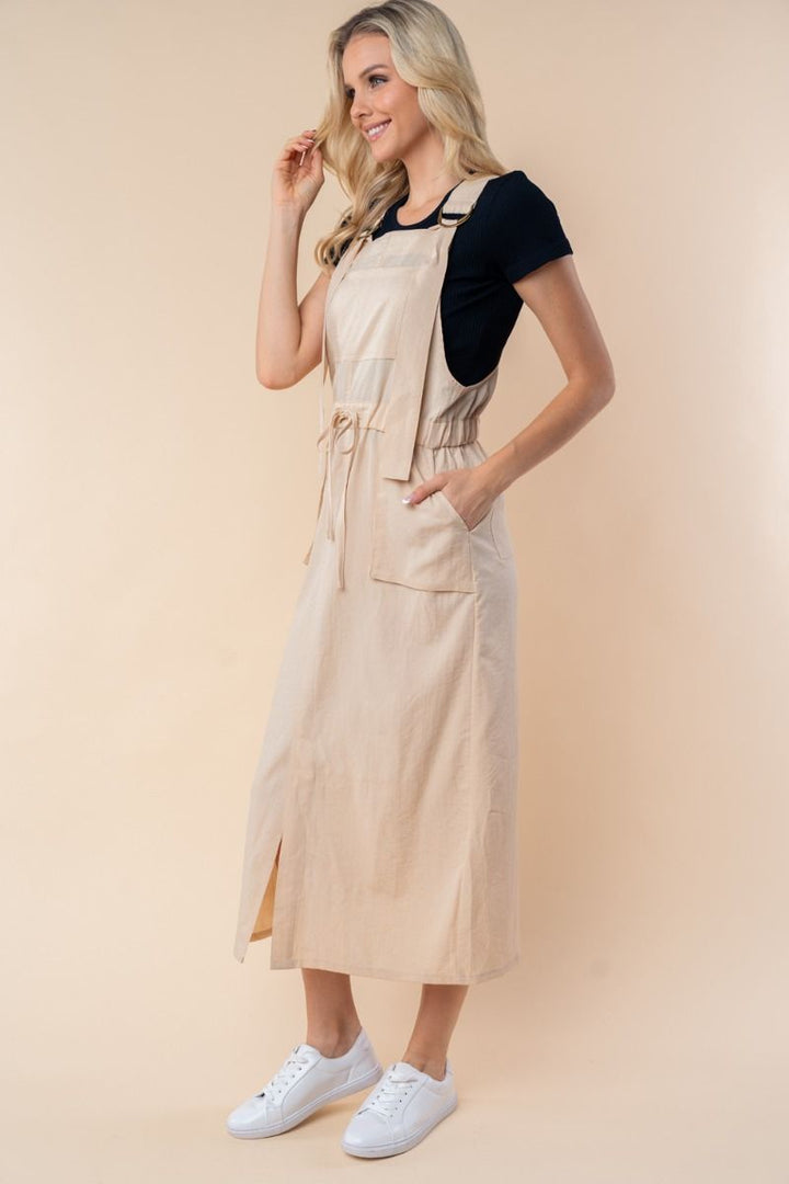 SLEEVELESS SOLID KNIT OVERAL DRESS