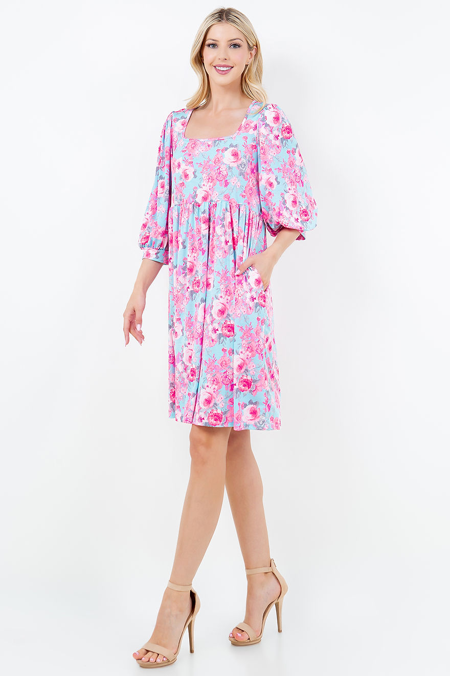 PLUS SIZE BABYDOLL SQUARE NECK MINI DRESS-SHVC5536