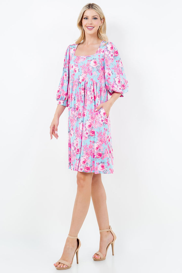 PLUS SIZE BABYDOLL SQUARE NECK MINI DRESS-SHVC5536