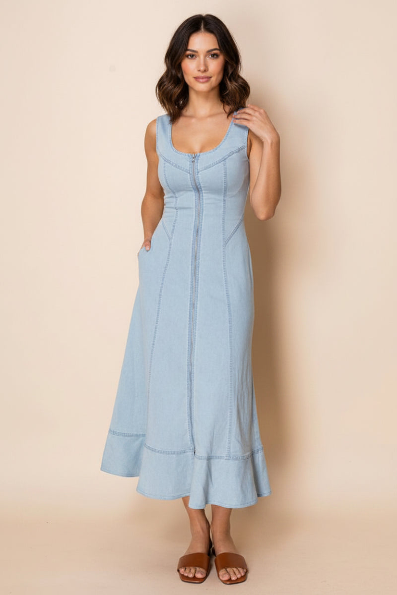 SLEEVELESS SOLID MIDI DRESS-WBD90744XL