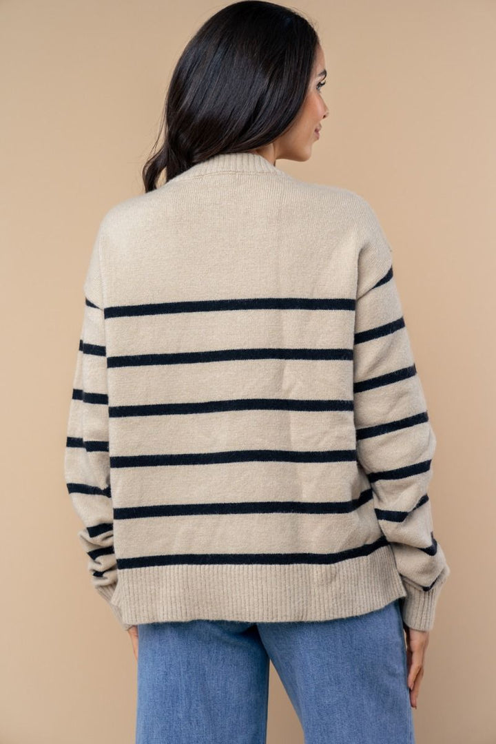 LONG SLEEVE STRIPED KNIT SWEATER
