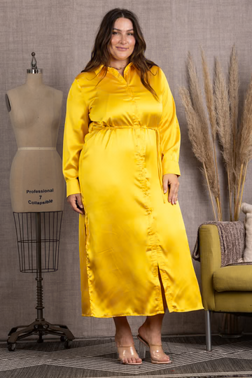 IVORY BUTTON DOWN LONG SLEEVES PLUS SIZE MAXI DRESS-M51743WX