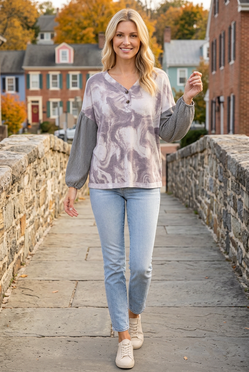 Marbled top front lifestyle view