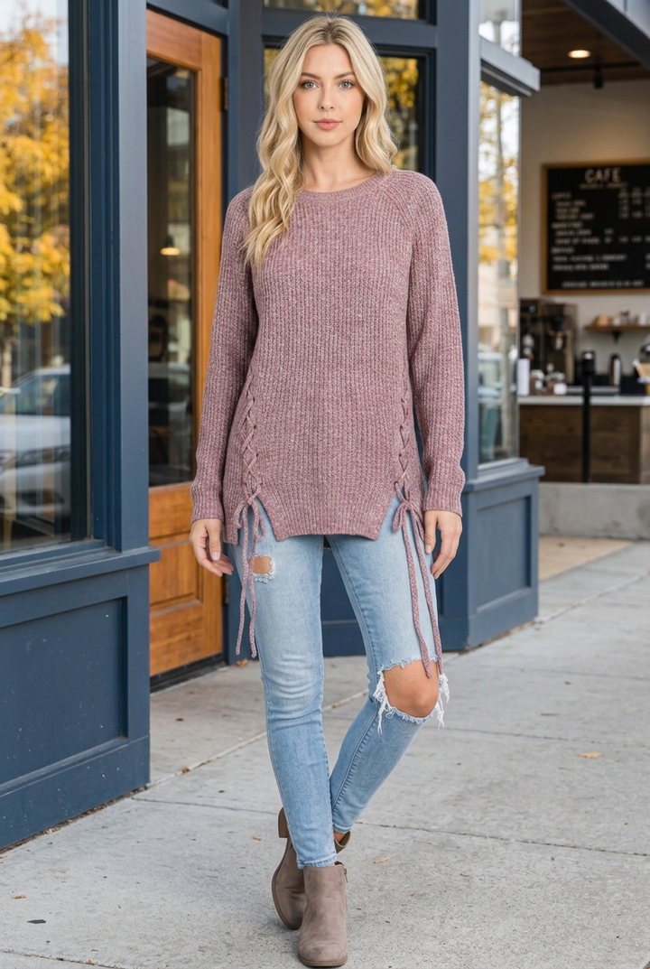 SOFT KNIT CRISSCROSS CABLE KNIT SWEATER KNT21006-