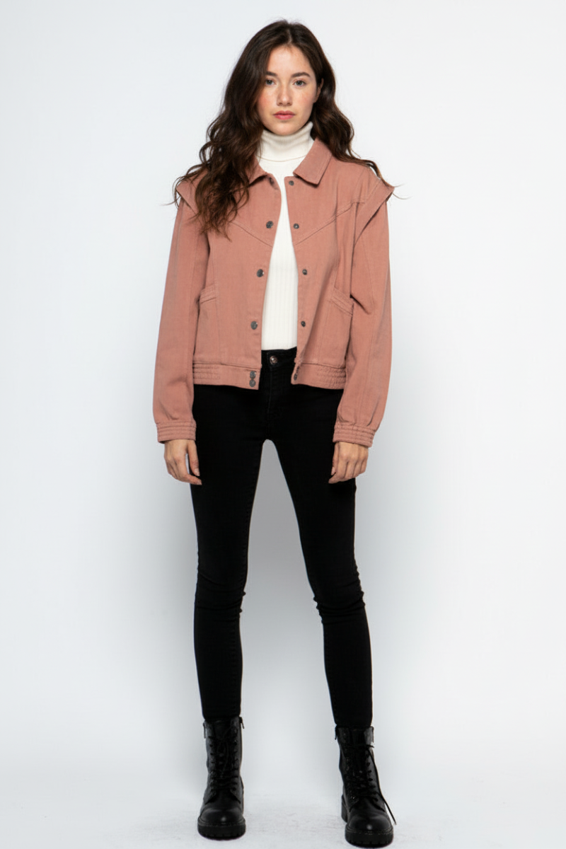 DUSTY MAUVE DENIM CONVERTIBLE LOOK JACKET MJK8718-