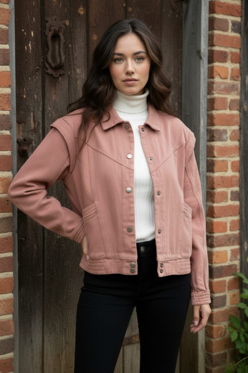 DUSTY MAUVE DENIM CONVERTIBLE LOOK JACKET MJK8718-