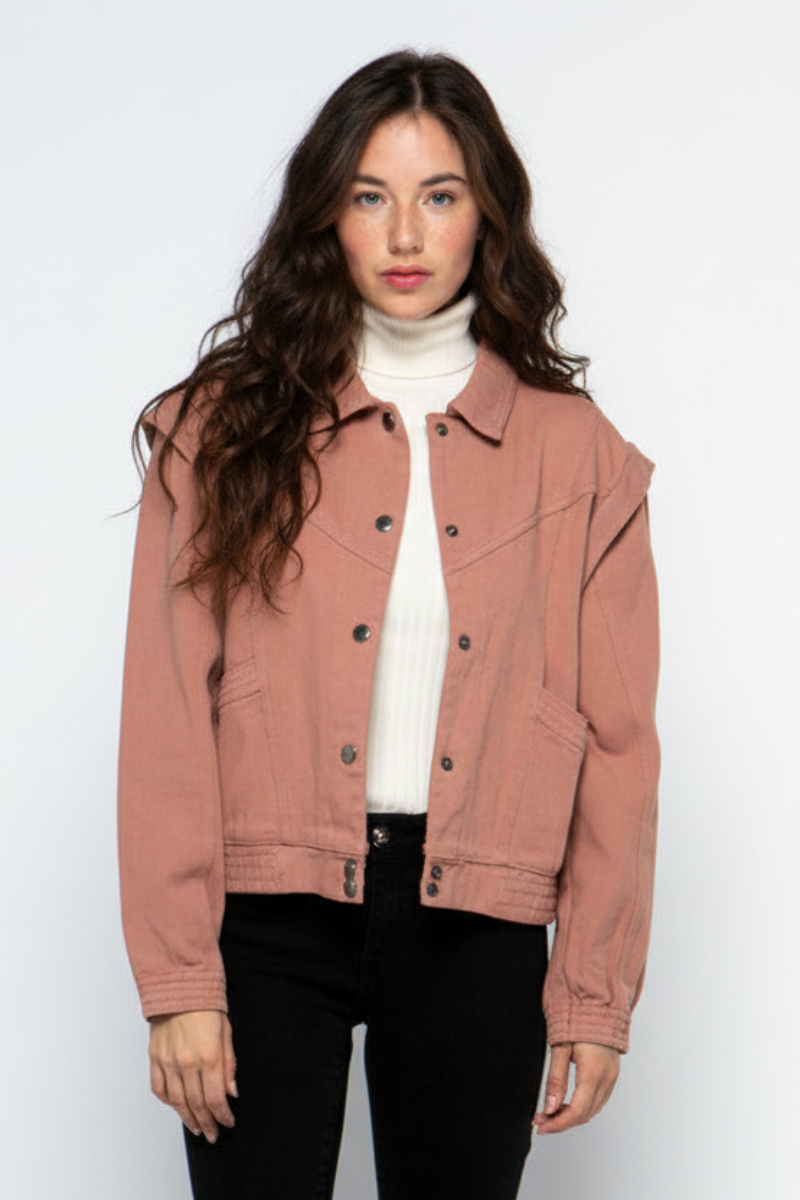 DUSTY MAUVE DENIM CONVERTIBLE LOOK JACKET MJK8718-