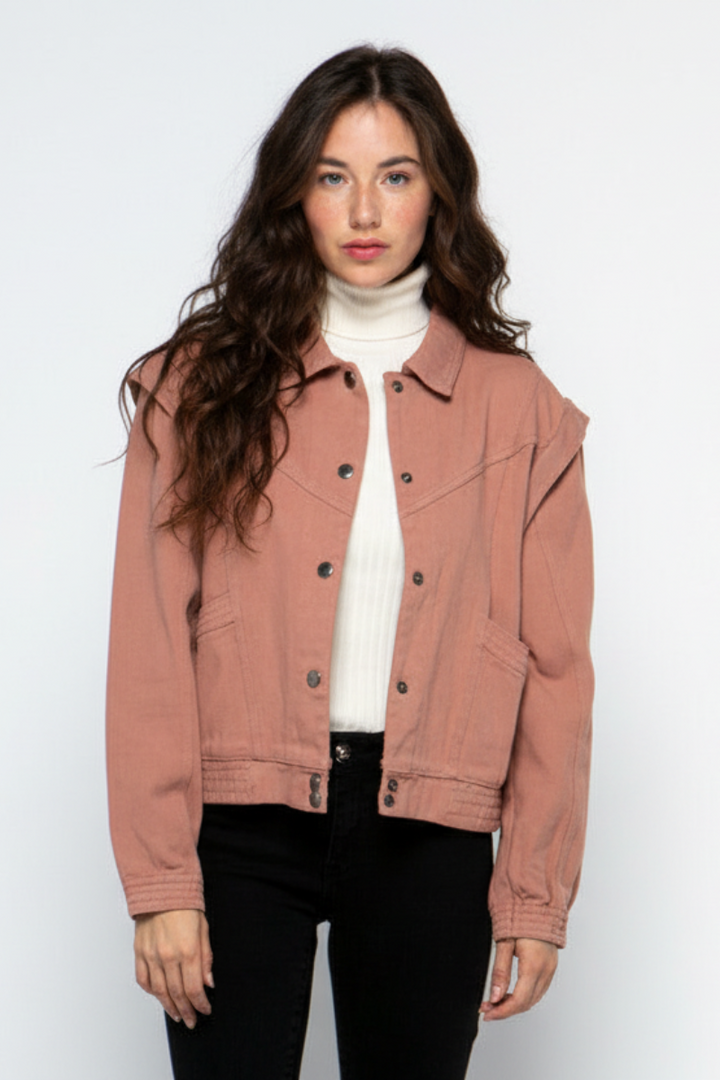DUSTY MAUVE DENIM CONVERTIBLE LOOK JACKET MJK8718-