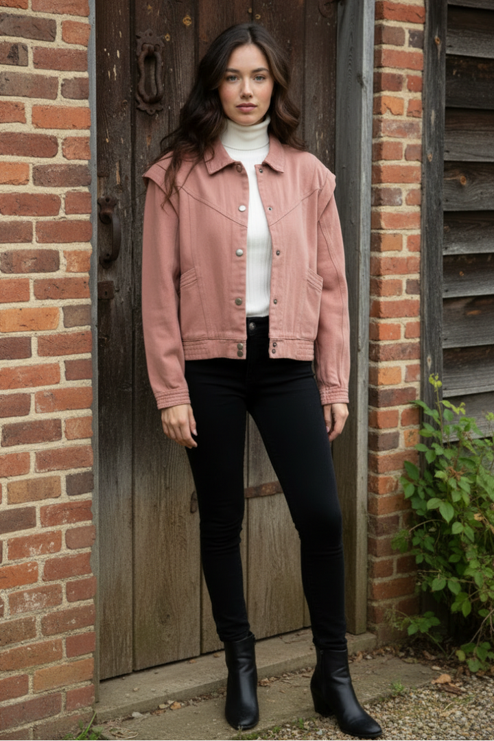 DUSTY MAUVE DENIM CONVERTIBLE LOOK JACKET MJK8718-