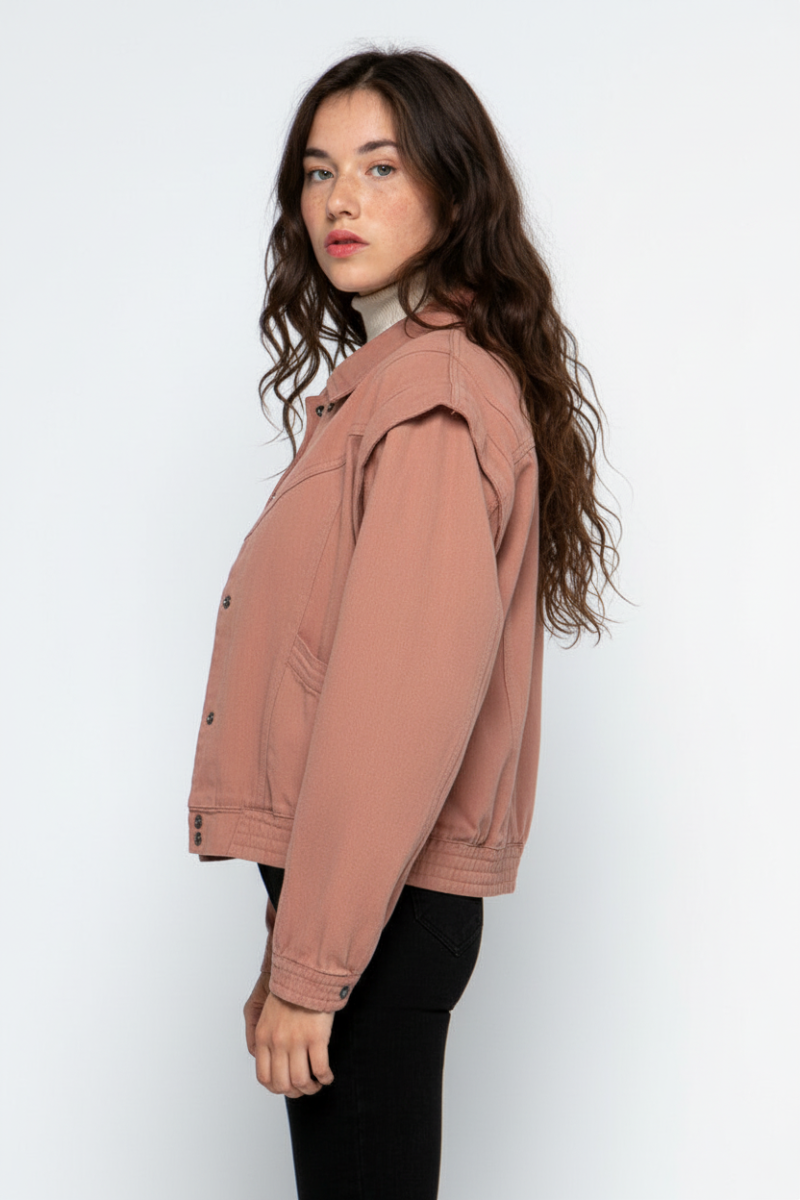DUSTY MAUVE DENIM CONVERTIBLE LOOK JACKET MJK8718-