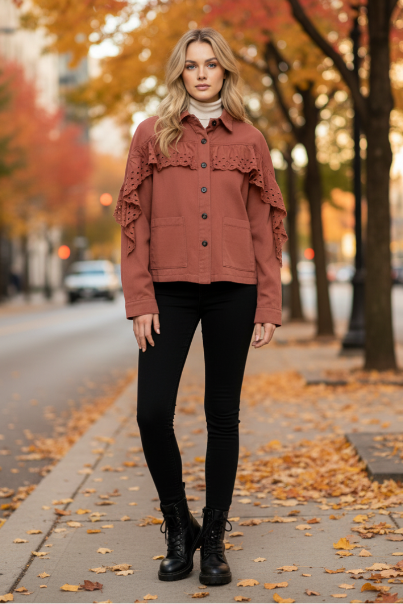 CLAY EYELET BUTTON -UP JACKET MJK8722-