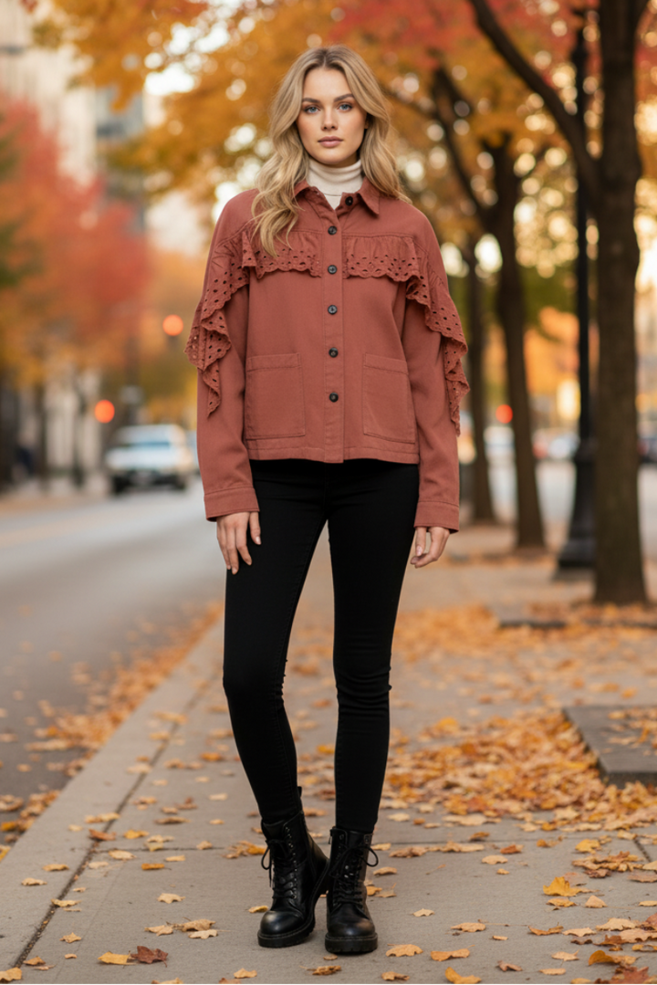 CLAY EYELET BUTTON -UP JACKET MJK8722-