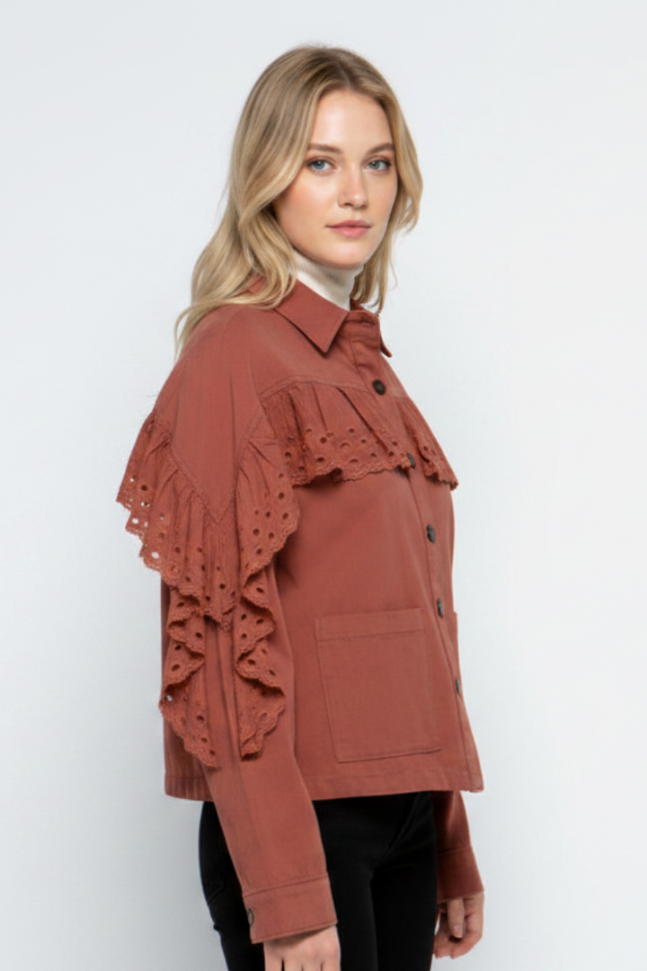 CLAY EYELET BUTTON -UP JACKET MJK8722-