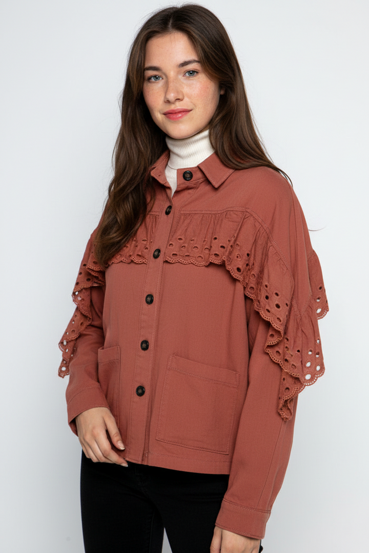 CLAY EYELET BUTTON -UP JACKET MJK8722-