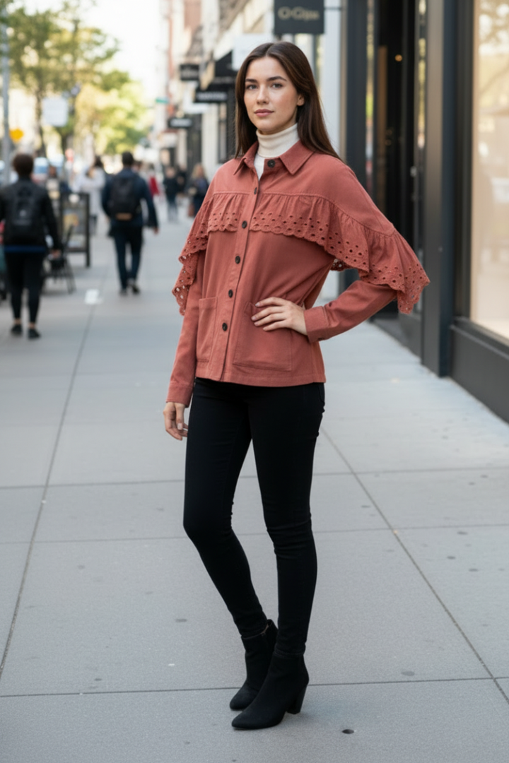 CLAY EYELET BUTTON -UP JACKET MJK8722-
