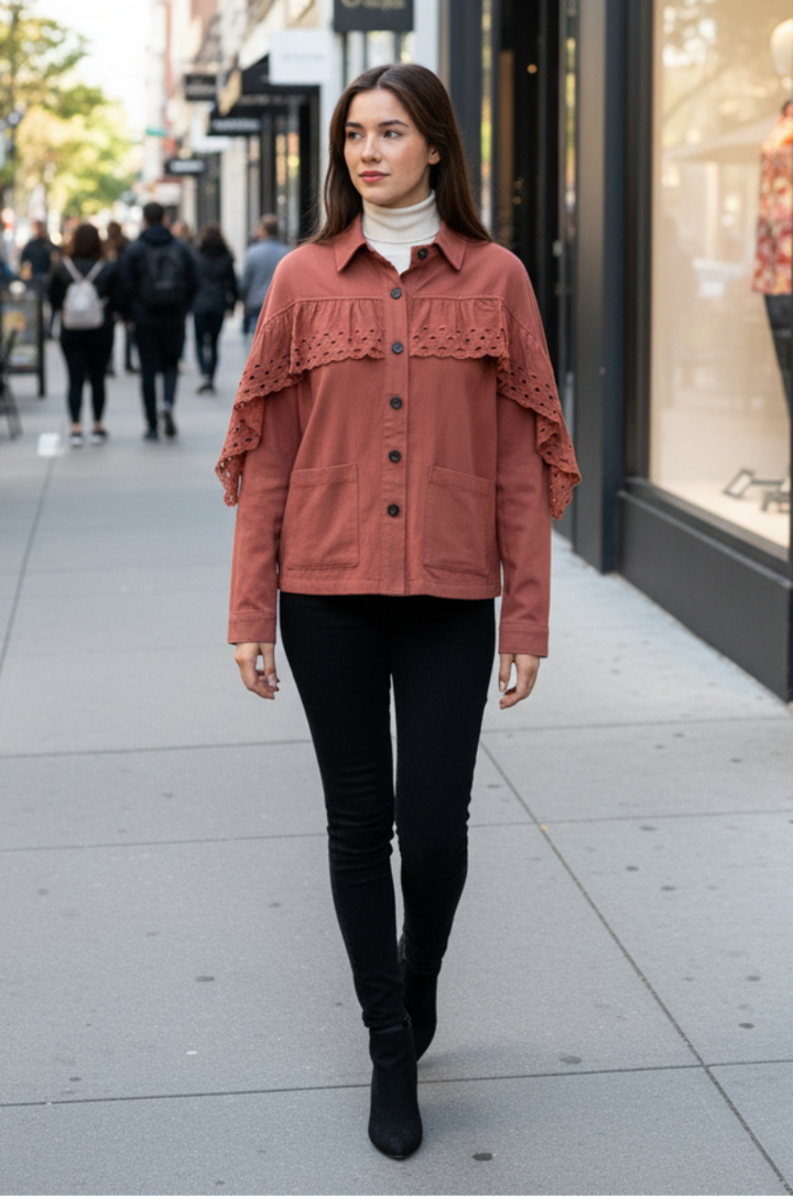 CLAY EYELET BUTTON -UP JACKET MJK8722-
