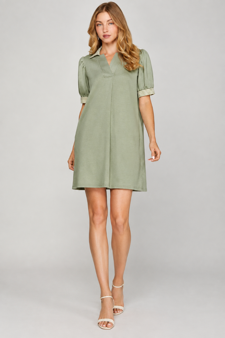 SHORT SLEEVE COLLARED MINI DRESS SKSY9057