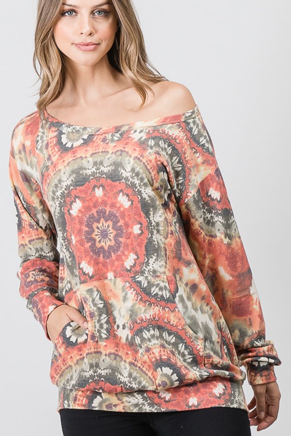 MULTI COLOR PRINT PLUS SIZE TOP HMST1788-20