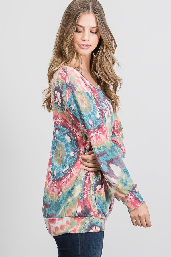 MULTI COLOR PRINT TOP HMST1788-20