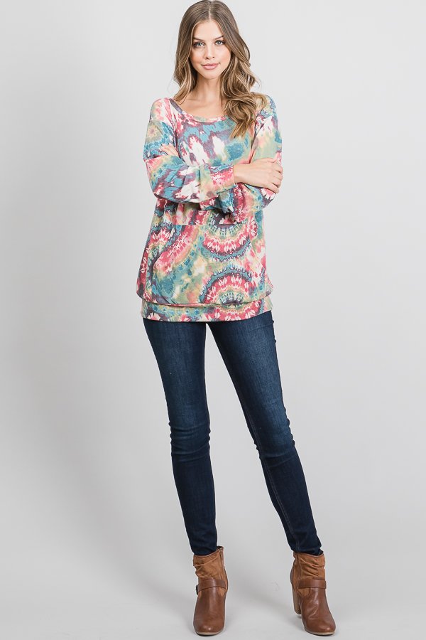 MULTI COLOR PRINT TOP HMST1788-20
