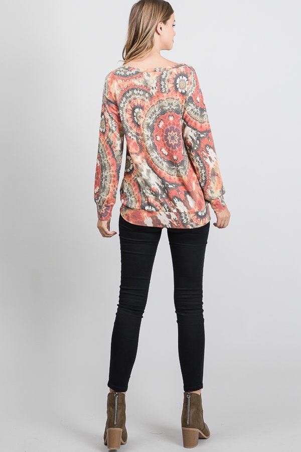 MULTI COLOR PRINT PLUS SIZE TOP HMST1788-20