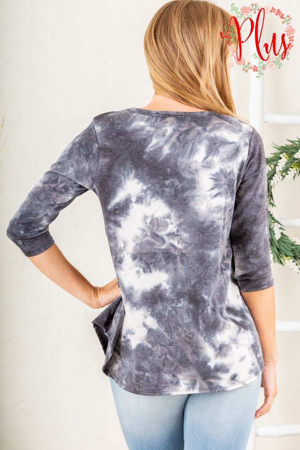 BLACK MARBLE BABYDOLL PLUS SIZE TOP ST1809-100