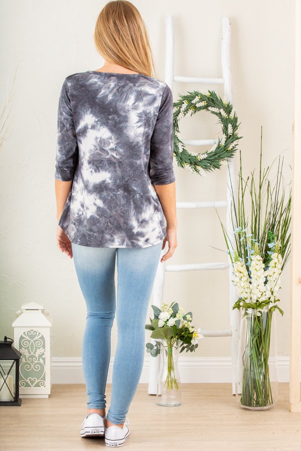 BLACK MARBLE BABYDOLL TOP ST1809-100