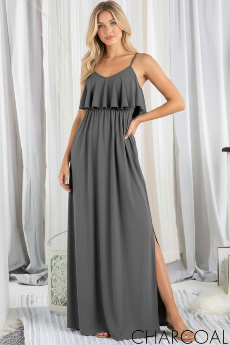 SLEEVELESS SOLID MAXI DRESS-HMED5008S