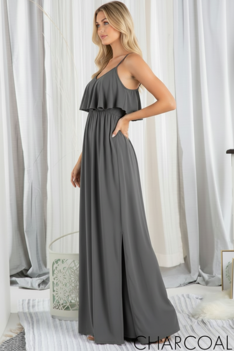 SLEEVELESS SOLID MAXI DRESS-HMED5008S