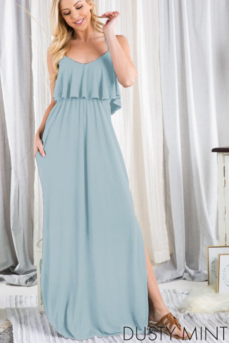 SLEEVELESS SOLID MAXI DRESS-HMD5008S
