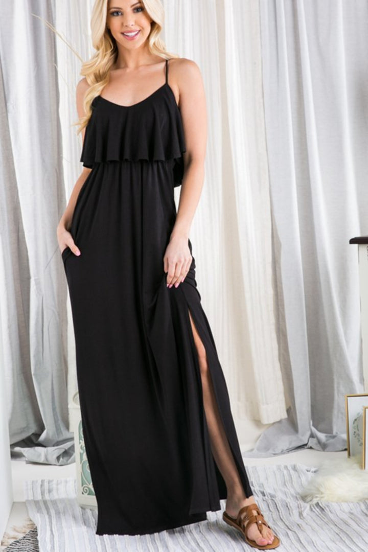 SLEEVELESS SOLID MAXI DRESS-HMD5008S