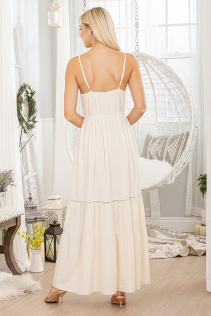 SQUARE NECK SOLID MAXI DRESS.