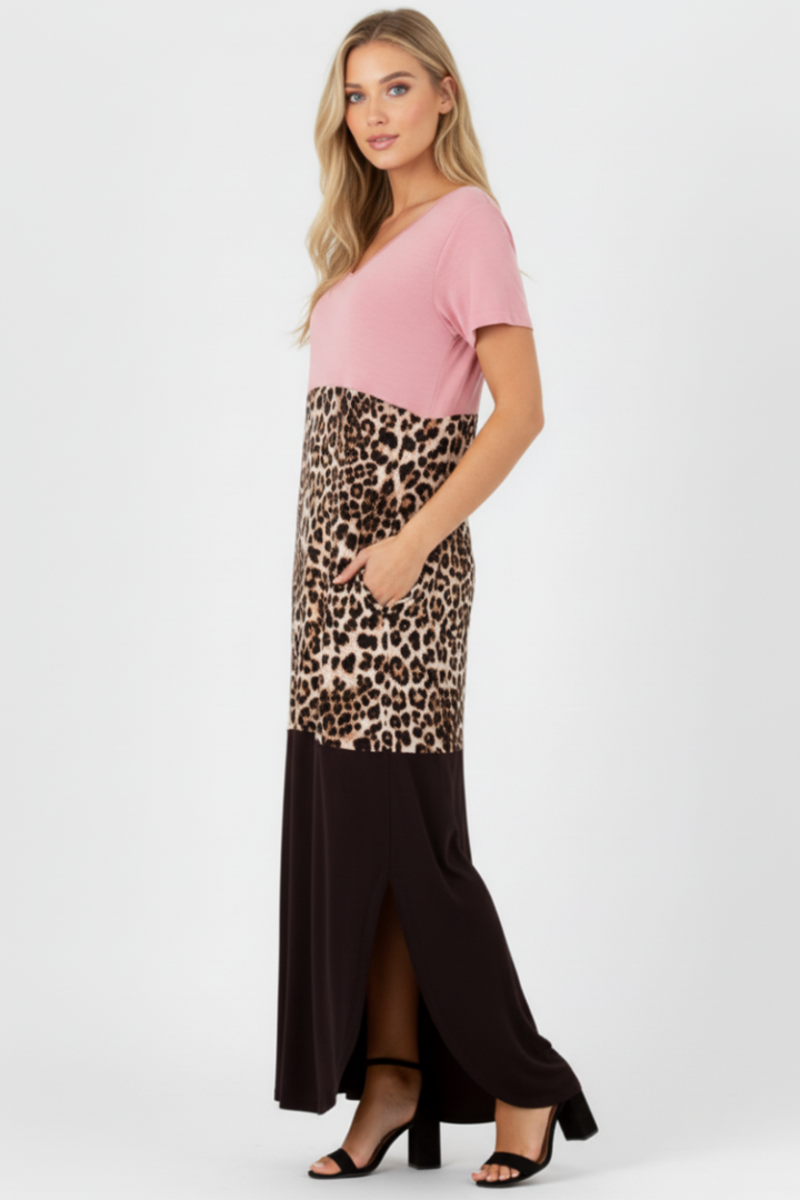 CORAL ANIMAL PRINTMAXI-DRESS HMSD1131-13-