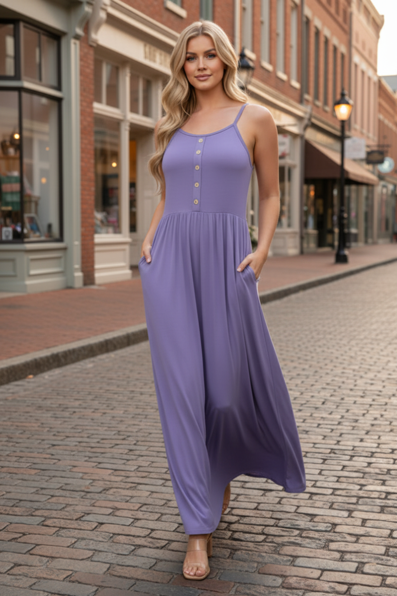 SLEEVELESS ROUND NECK SOLID MAXI DRESS HMSD1322S