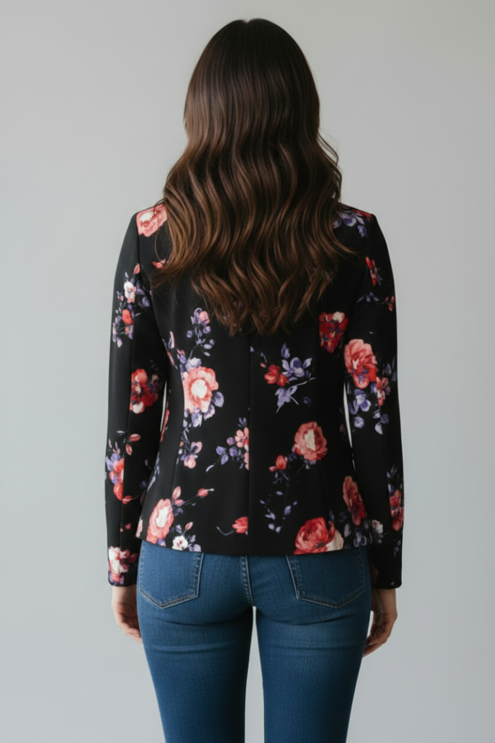 FLORAL PRINT OPEN FRONT BLAZER HMEJ6726