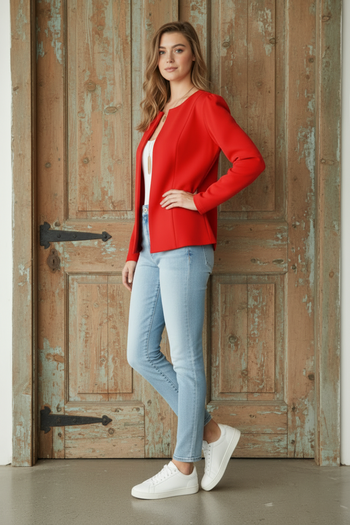 PLUS SIZE LONG SLEEVE OPEN BLAZER TOP HMEJ6702