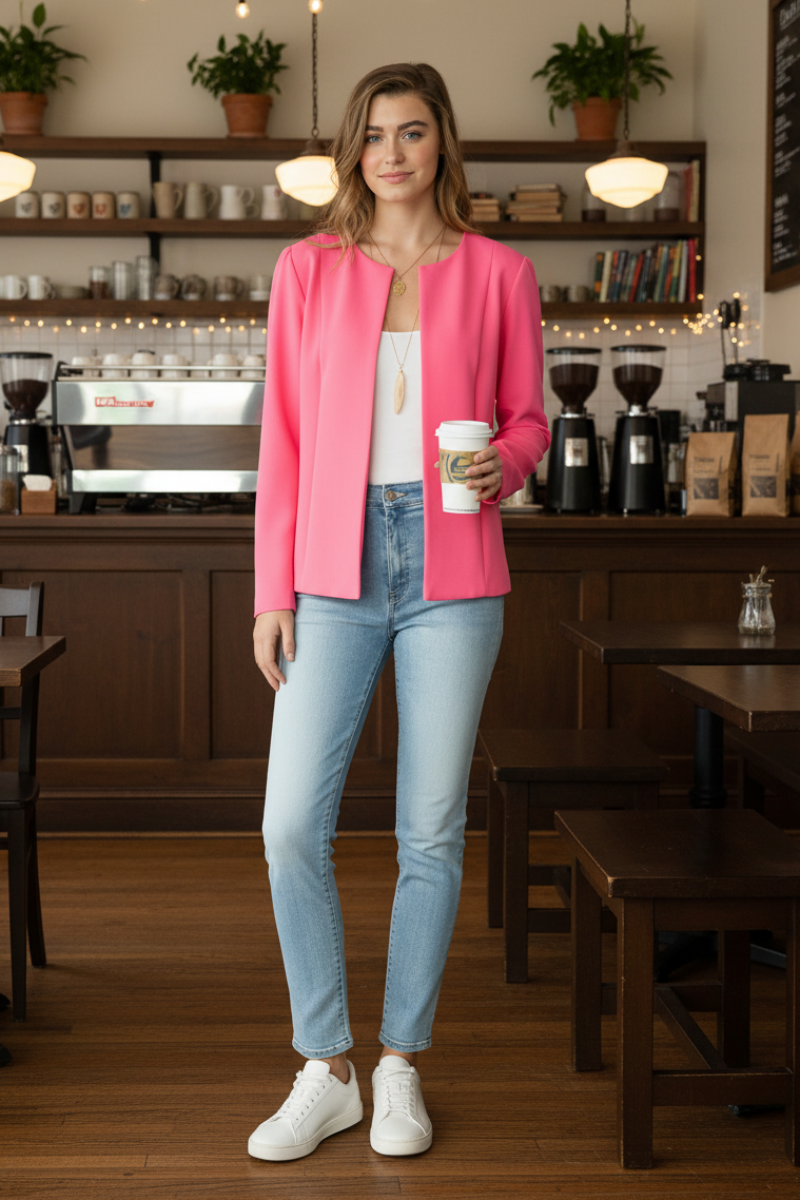 LONG SLEEVE OPEN BLAZER TOP HMEJ6702