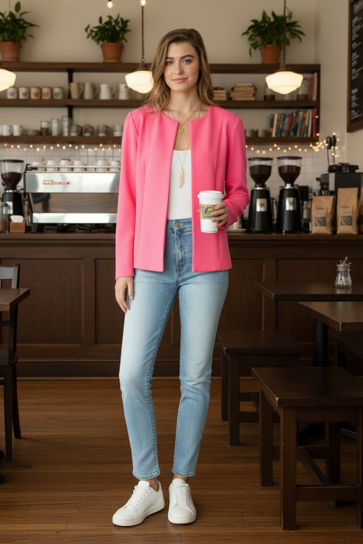 LONG SLEEVE OPEN BLAZER TOP HMEJ6702