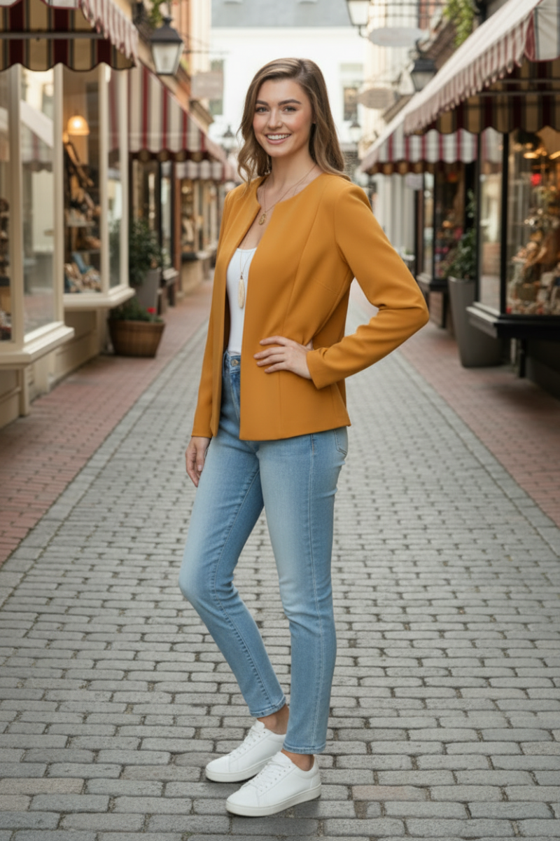 LONG SLEEVE OPEN BLAZER TOP HMEJ6702