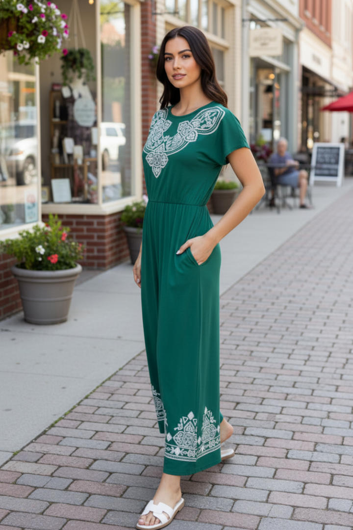 DOLMAN SHORT SLEEVE ROUND NECK SOLID MAXI DRESS