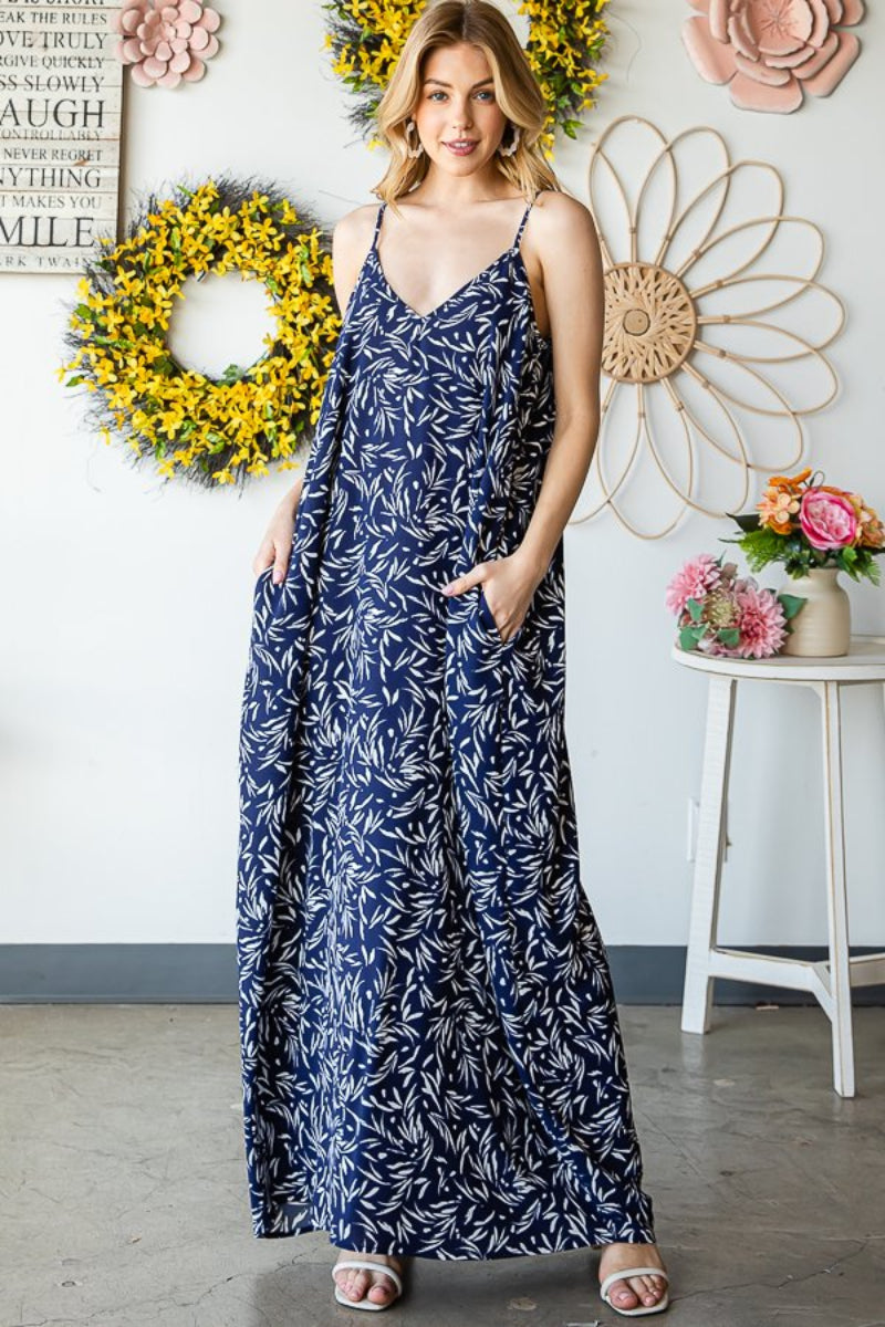 V NECK GEOMETRIC PRINT PLUS SIZE MAXI DRESS