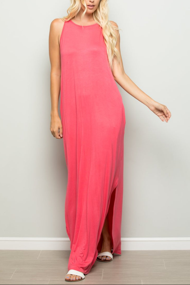 SLEEVELESS SOLID MAXI DRESS HMSD1113S