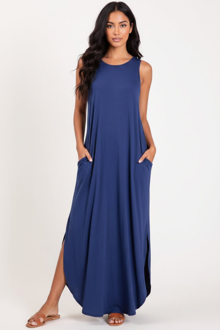 SLEEVELESS SOLID MAXI DRESS HMSD1113S