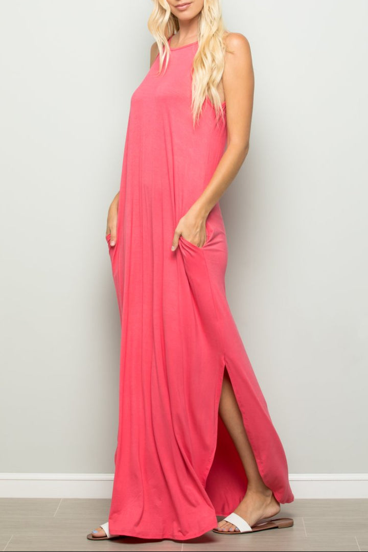 SLEEVELESS SOLID MAXI DRESS HMSD1113S