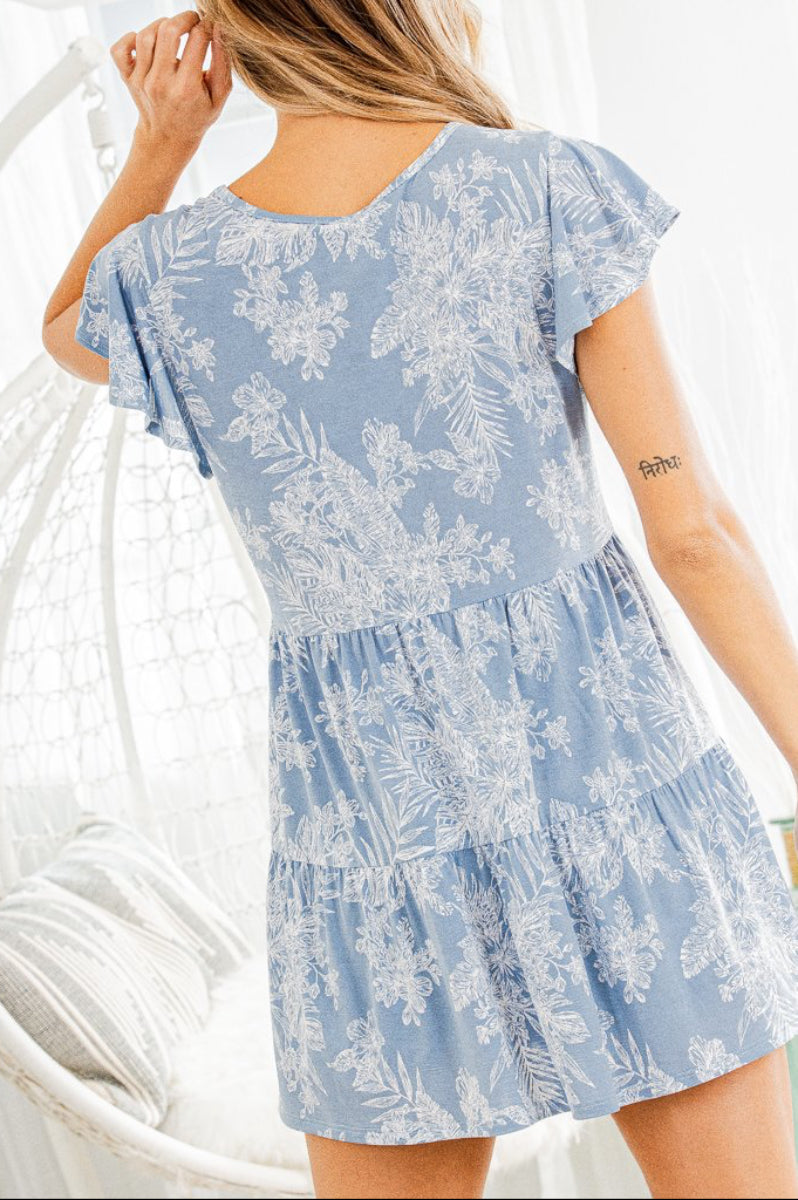 PLUS ROUND NECK FLORAL PRINT TUNIC TOP