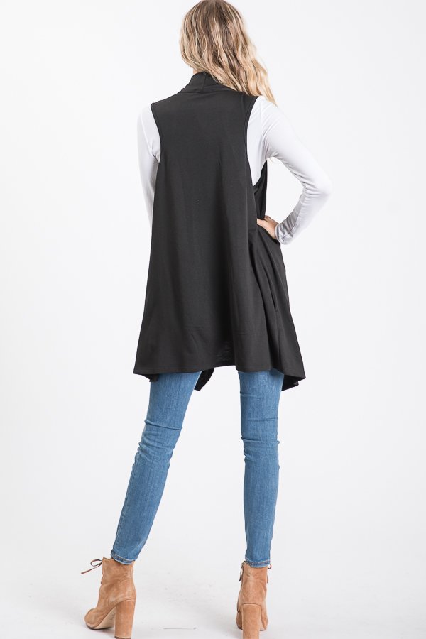 SOLID DRAPED VEST PLUS SIZE HMSJ1003-99